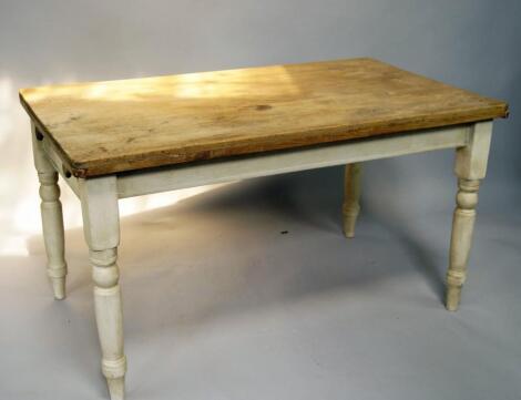 A Victorian pine scrub top kitchen table