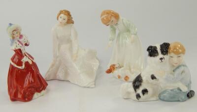 Four small Royal Doulton figures