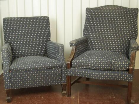 A suite of upholstered armchairs