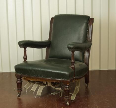 A Victorian mahogany low open armchair