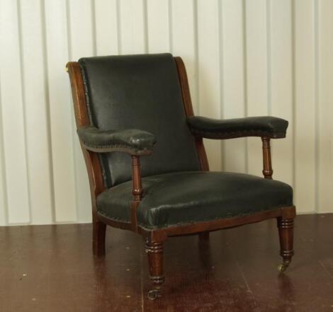 A Victorian mahogany low open armchair