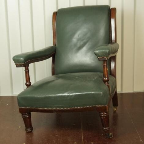 A Victorian mahogany low open armchair