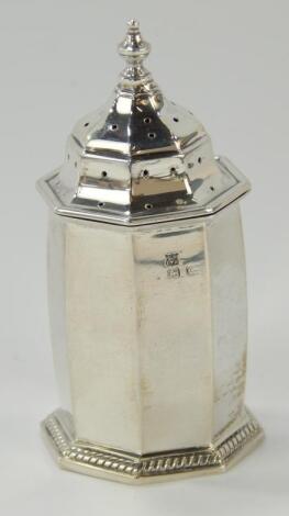 A George V silver octagonal pepper pot