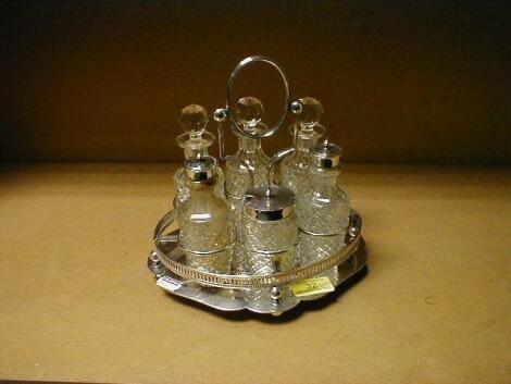 An EPNS 6-bottle cruet stand