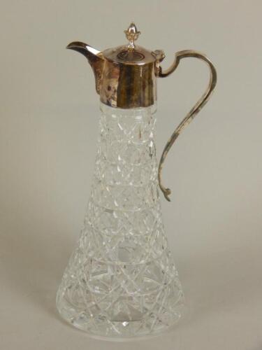 An Elizabeth II silver and cut glass claret jug