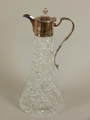 An Elizabeth II silver and cut glass claret jug