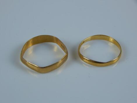 Two 22ct gold wedding bands