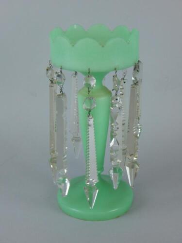 A Victorian single green glass lustre