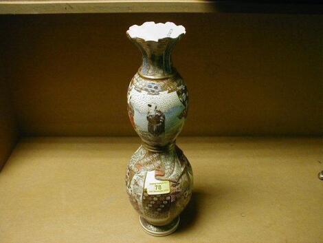 A late 19thC Satsuma double gourd pottery vase