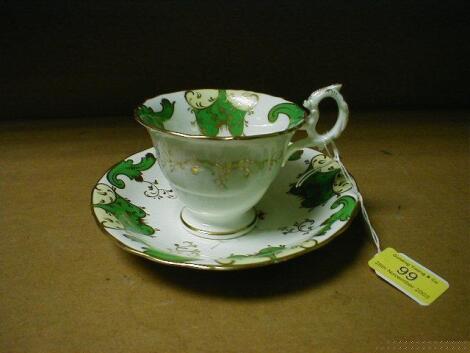 A 19thC English porcelain tea cup and saucer