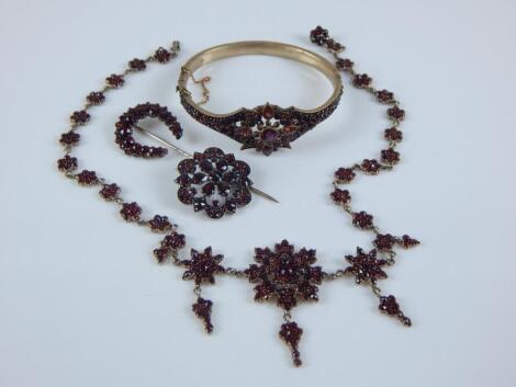 A selection of Bohemian garnet jewellery