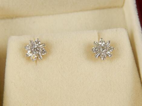 A pair of Iliana gold diamond floral cluster earrings
