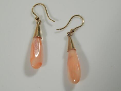 A pair of coral earrings