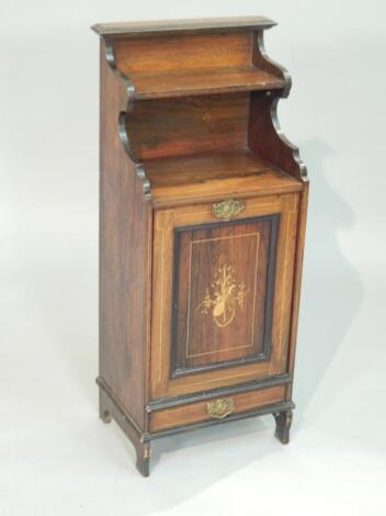 A late Victorian rosewood and marquetry music cabinet