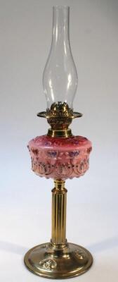 A late Victorian brass Art Nouveau design oil lamp