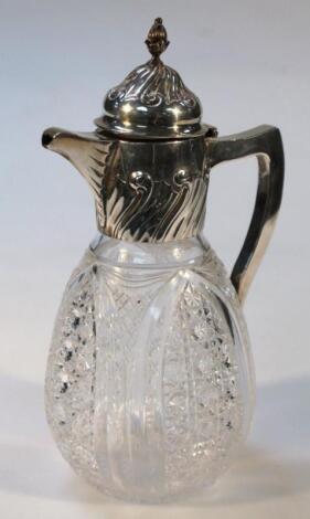 A Victorian silver and cut glass claret jug