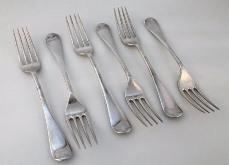 A set of six George V silver table forks
