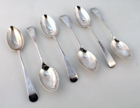 A set of six Edwardian silver teaspoons