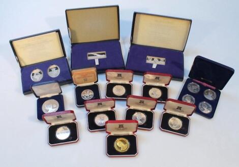 Various proof silver silver gilt and other cased coins