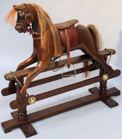 A Peverel Sapp hand made mahogany rocking horse