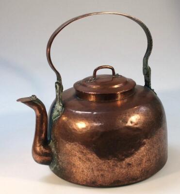 A late 19thC industrial sized copper kettle