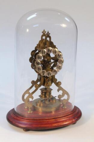 A Gustav Becker brass skeleton clock