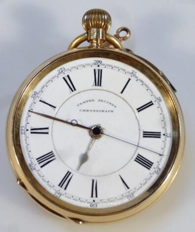 A Victorian gentleman's 18ct gold open face chronograph