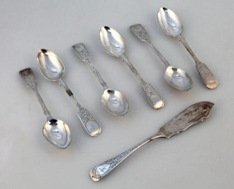 A set of six George V silver teaspoons