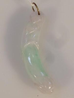 A Chinese pale green and white jade pendant - 2
