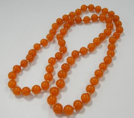 An amber bead necklace