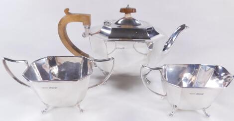 A George VI silver Art Deco three piece tea service