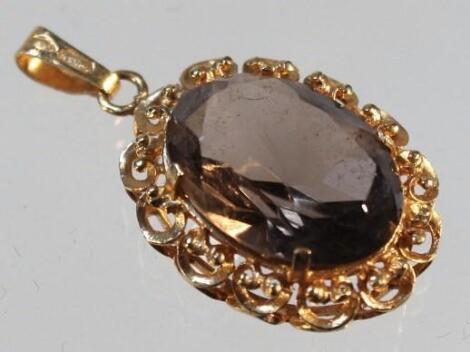 A smoky quartz pendant