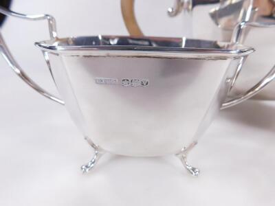 A George VI silver Art Deco three piece tea service - 2
