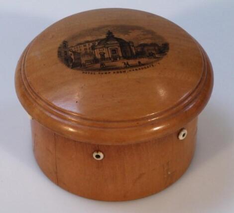 An early 20thC Mauchline ware sycamore string box