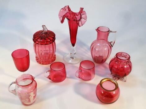 Various cranberry and ruby glass