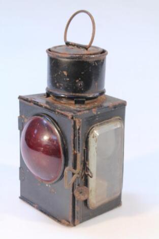 An early 20thC cast metal railway lantern