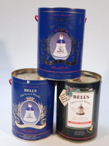 Various Bells boxed whisky decanters