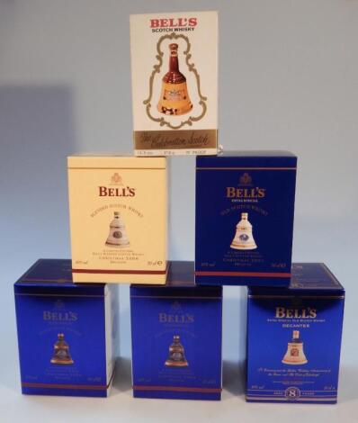 Various Bells boxed whisky decanters