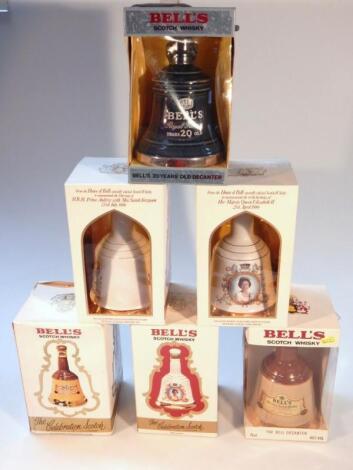 Various Bells boxed whisky decanters