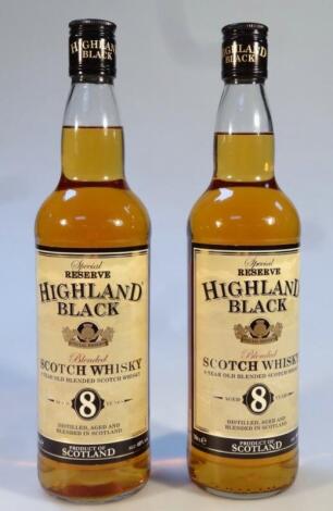 Two bottles of Highland Black Blended Special Reserve scotch whisky