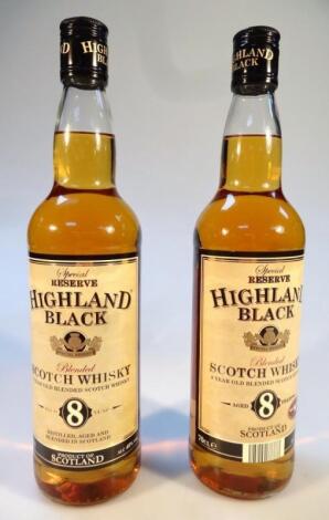 Two bottles of Highland Black Blended Special Reserve scotch whisky