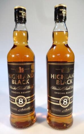 Two bottles of Highland Black Blended Special Reserve scotch whisky