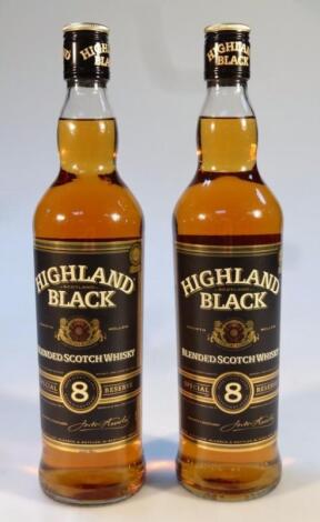 Two bottles of Highland Black Blended Special Reserve scotch whisky