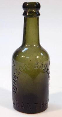 A Johnson Basker & Co. Grantham green glass beer bottle