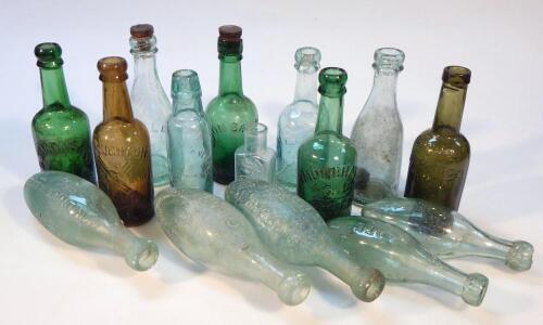 Various 20thC green glass bottles