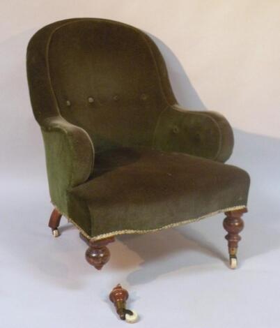 A late 19thC mahogany framed armchair