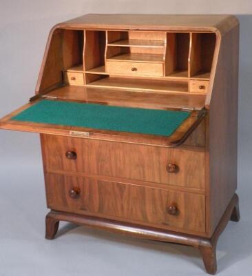 A mid-20thC walnut finish bureau - 2