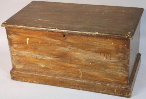 A late 19thC stained pine tool chest