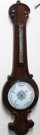 A 19thC rosewood two dial banjo barometer