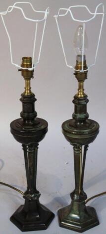 A pair of 20thC bronze finish metal table lamps